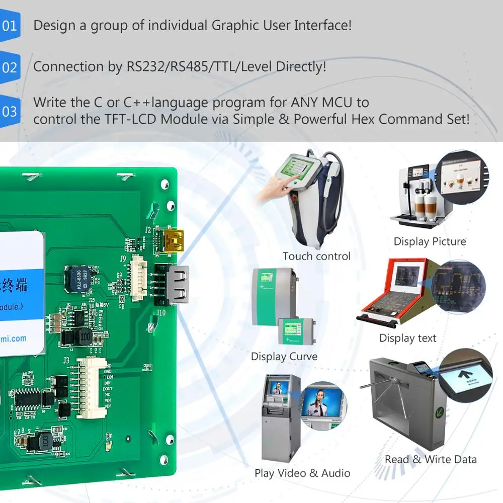 5 6 дюймов Встроенный резистивный сенсорный экран Дисплей с UART серийный Интерфейс