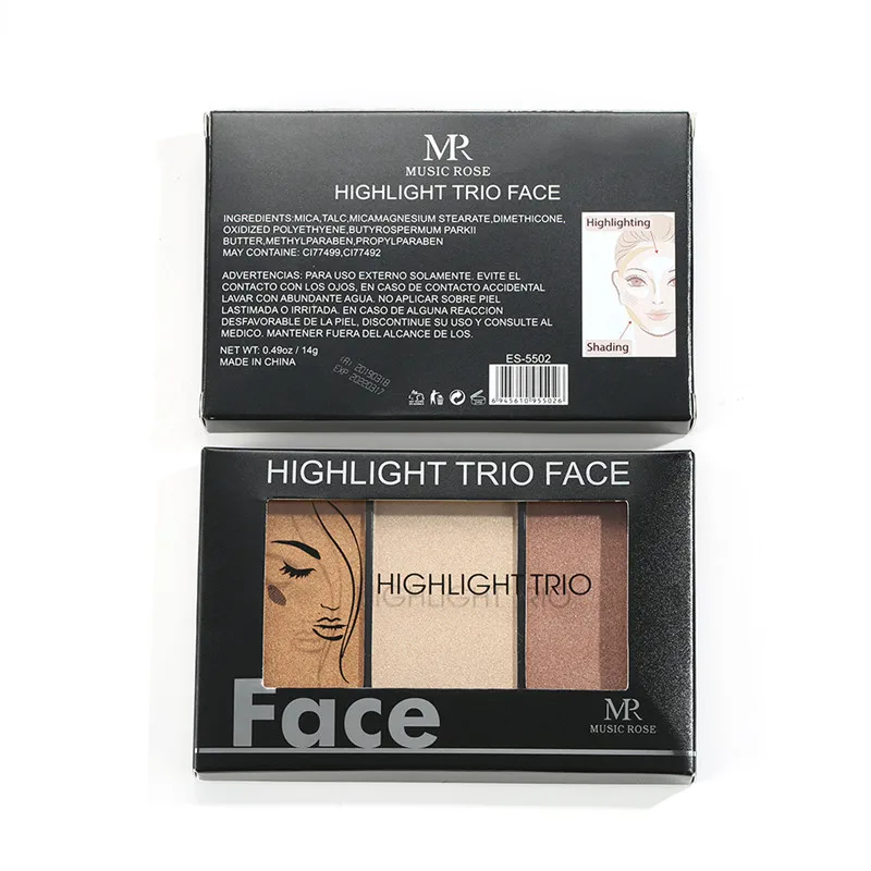 Женский бронзатор для лица контур 3 цвета минеральная Палетка порошок блестящий