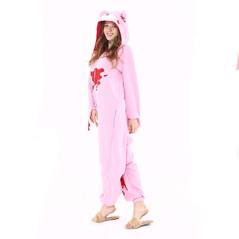 Мрачные медведь Kigurumi пижамы флисовые комбинезоны для взрослых мужчин и женщин