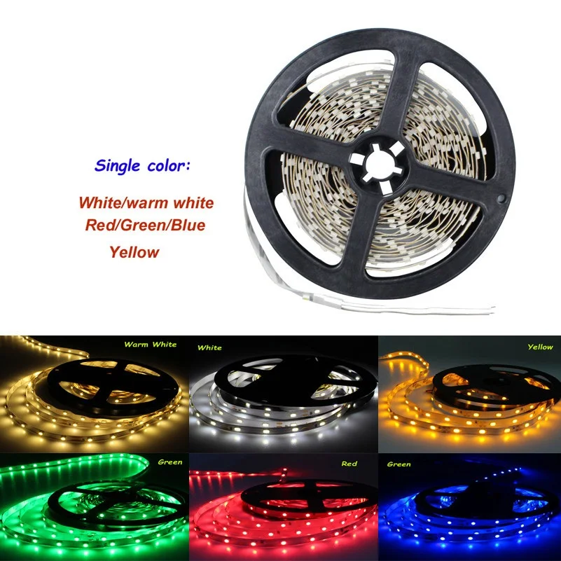 Светодиодная лента 3528 5 м/рулон 60led/M Светодиодные полосы SMD 3528 DC12V Безопасный светодиодный бар RGB/белый/теплый белый RoHS CE