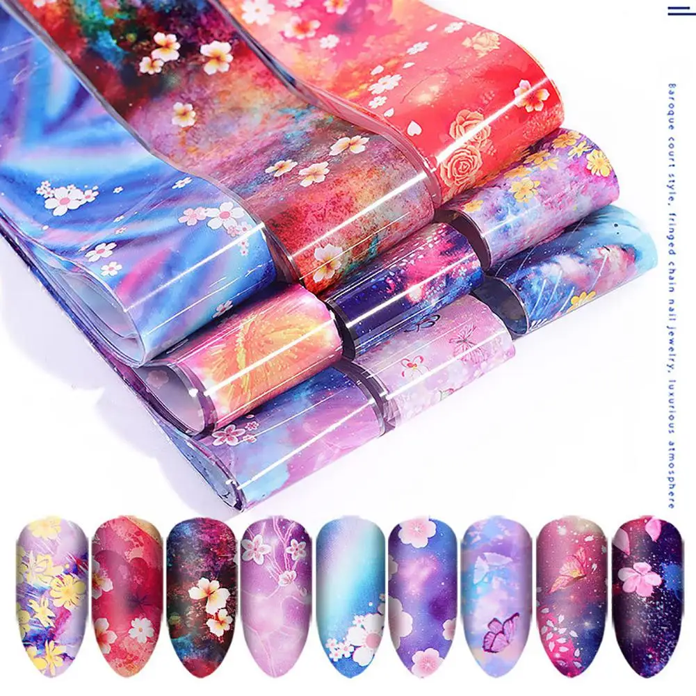 XY Fancy Flower Starry Series Nail Art Foils Laser Shinning Mixed Beauty Transfer Tips Sticker Craft DIY Universe Decorations | Красота и