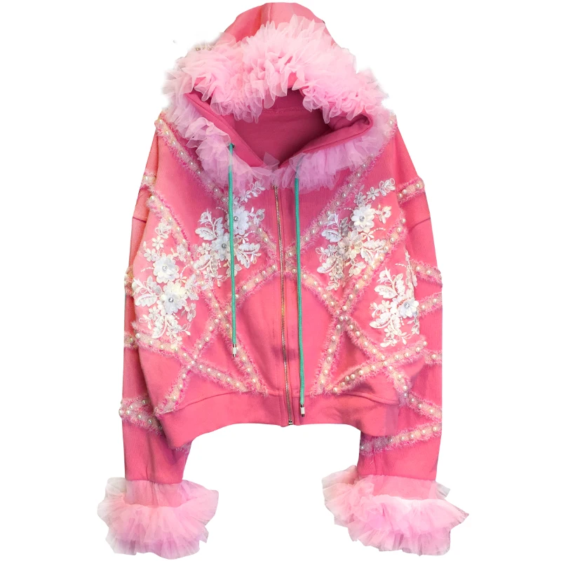 Тайланд оригинальный уличный бренд 2019 осень и зима новый жемчуг цветок тяжелая