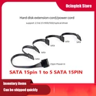 Новый SATA 15Pin M 1 до 5 SATA 15Pin F жесткого диска Питание сплиттер кабель 15-pin адаптер питания 60 см для DIY (сделай сам) разъединяет