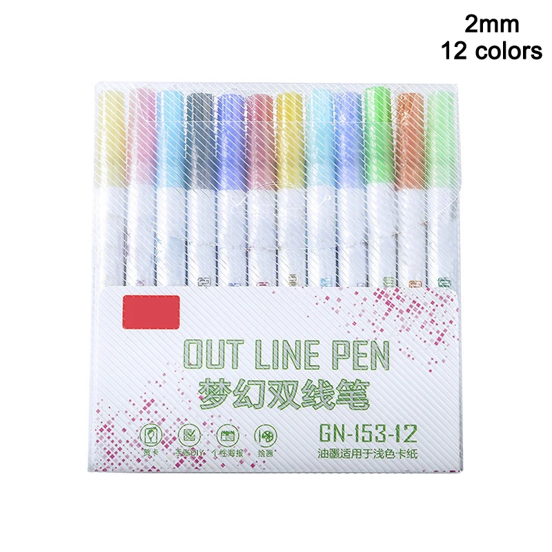 

Drawing Double Line Outline Pen Highlighter Marker 8/12 Colors Art Pen For DIY Art Crafts Coloring Painting Sketching PU