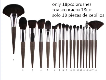 only 18pcs brushes ZOREYA кисти для макияжа 4/8/10/12/15 шт. Профессиональный набор кистей для макияжа разных модели в качестве основного косметическая кисточка - Handle Color: only 18pcs brushes
