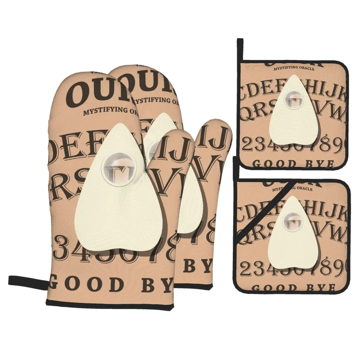 

4 Pieces Oven Gloves Mitts Ouija Board Kitchen Gloves Tray Dish Bowl Holder Baking Insulation Hand Clip