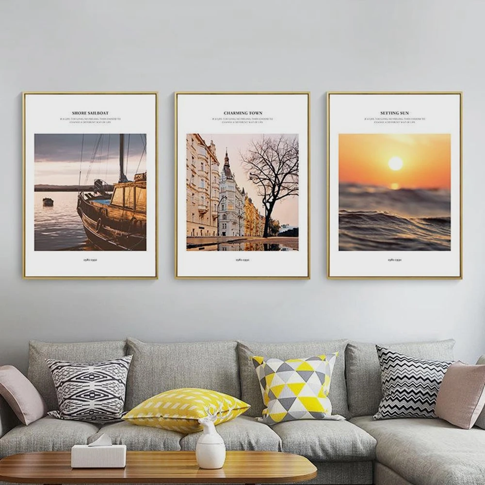 Красивая картина с изображением заката и пейзажа Картина на холсте стену для