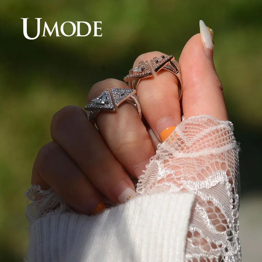 UMODE треугольные свадебные кольца для женщин обручальное кольцо циркония