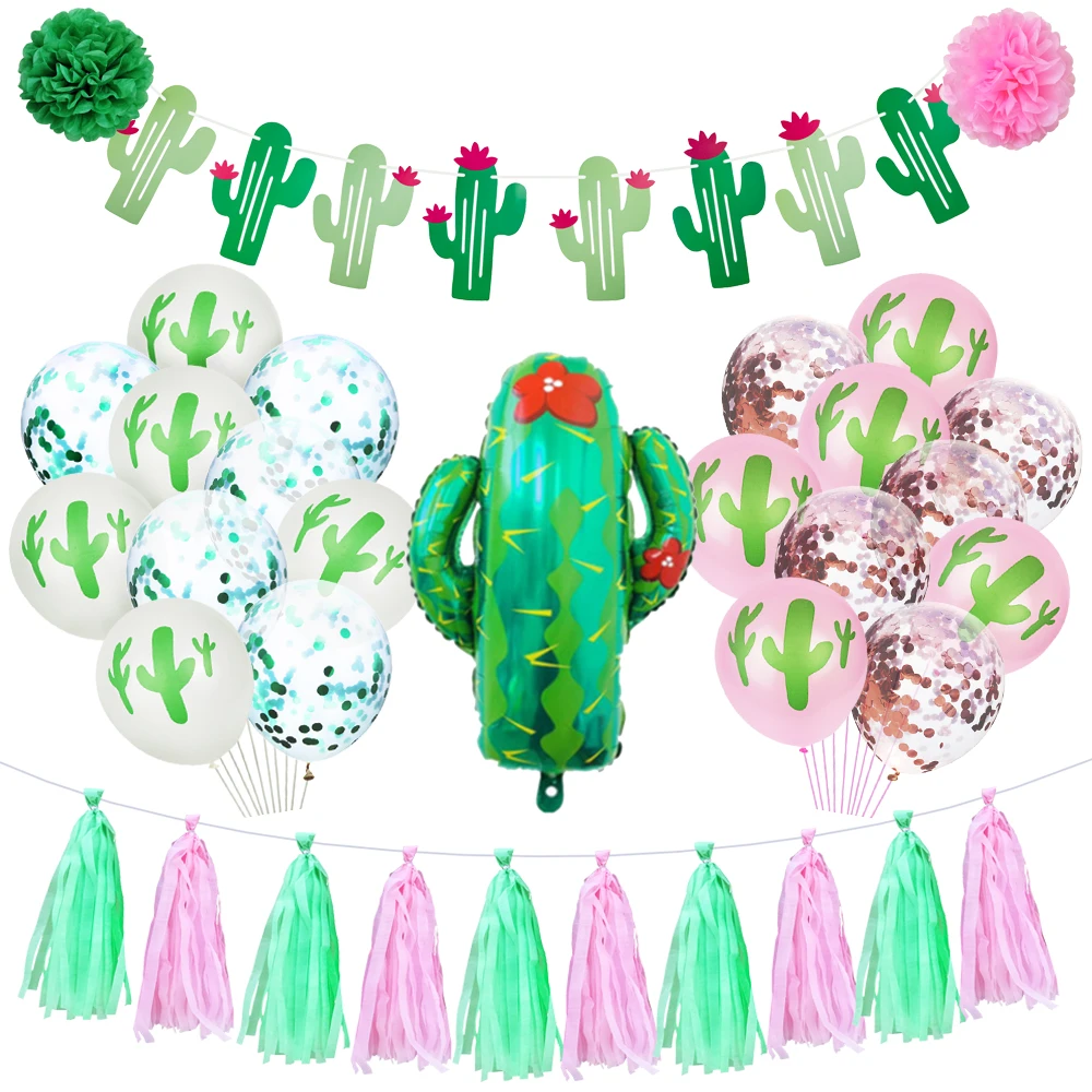 1 Набор для дня рождения украшения Дети кактус тропические вечерние шары торт