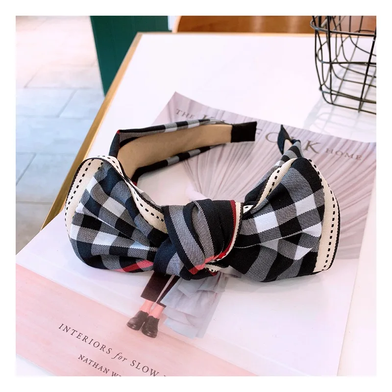 

Colorful Plaid Bow Hairbands For Women Korea Hair Accessories For Girls Hair Band Crown Flower Tie Headbands Head Wrap hj