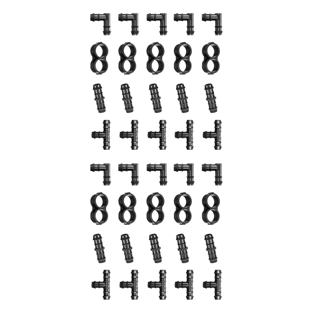 

40pcs Pipe Fittings Pipe Joint Pipe Connectors Irrigation Fittings (Black)