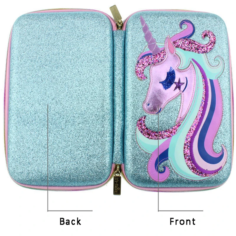 Kawaii Единорог пенал для девочек милый блеск сумка большой емкости Канцтовары
