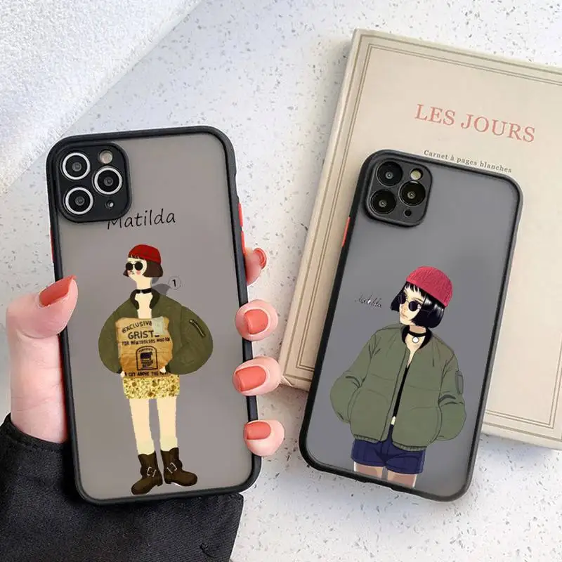 

Leon And Matilda Phone Case Black Transparent Matte For IPhone 7 8 11 12 S Mini Pro X XS XR MAX Plus Cover Shell