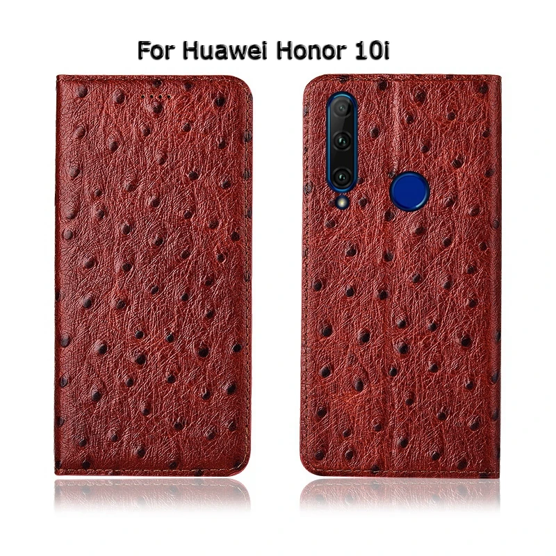 Чехол из натуральной коровьей кожи с текстурой страуса для huawei Honor 10 10i 20 20i Lite Pro 20 s, чехол с откидной крышкой и магнитной подставкой для телефона