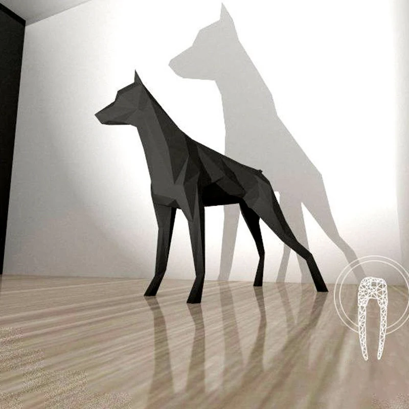 3D большой немецкий дог бумага для карт животных настенная скульптура модель