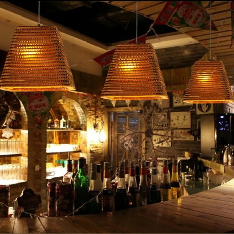 

Southeast Asia Paper Lustre Pendant Lights Bamboo Art Pendant Lamp Living Room Cafe Clothing Luminaire Suspendu Hanging Lamp