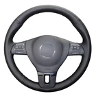 Черная искусственная кожа, Ручное шитье чехол рулевого колеса автомобиля для Volkswagen VW Gol Tiguan Passat B7 Passat CC Touran Jetta MK6