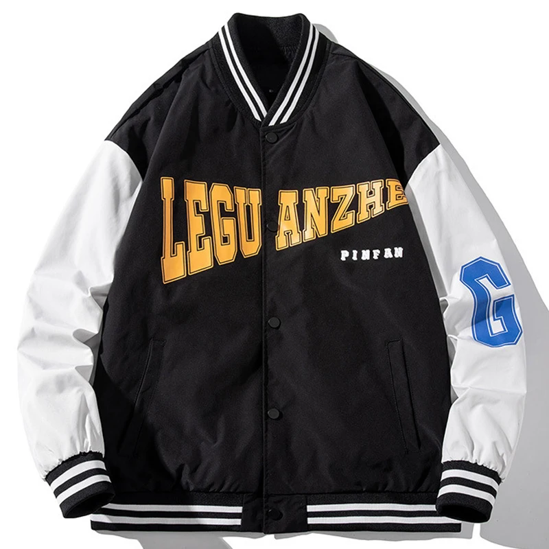 Мужская Тонкая бейсбольная куртка в стиле Харадзюку куртка-бомбер пэчворк с