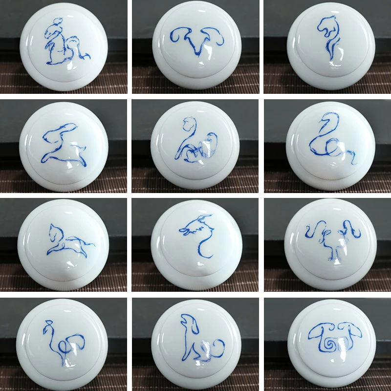 Керамическая портативная мини труба 12 знаков зодиака порошок китайской медицины