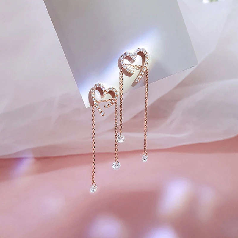 

2020 Korean New Design Fashion Jewelry Creativity Design Love Chain Tassel Stretchable Elegant Female Earrings