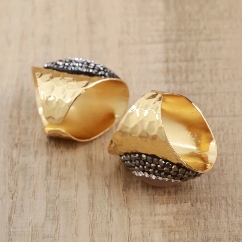 Розовые кварцевые кольца в стиле Бохо женские с розовыми кристаллами ручной