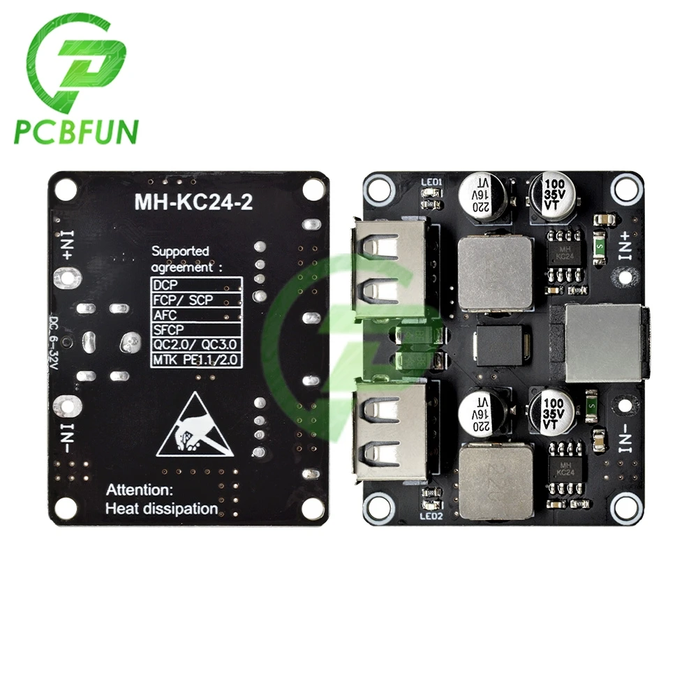 USB QC3.0 QC2.0 DC-DC понижающий преобразователь зарядки модуль 6V-32V 9V 12V 24V постоянного