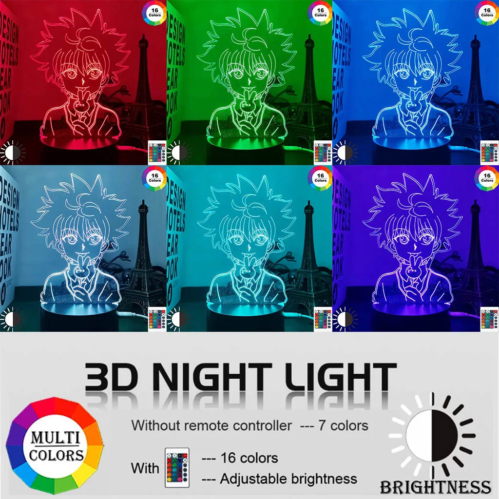 3d светодиодный светильник kilua Hunter X ночник для спальни милый акриловый подарок на