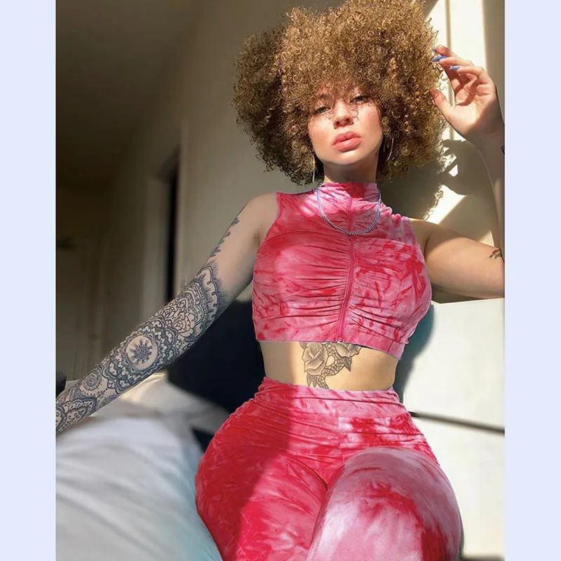 Женский спортивный костюм из двух предметов с принтом сексуальный женский для