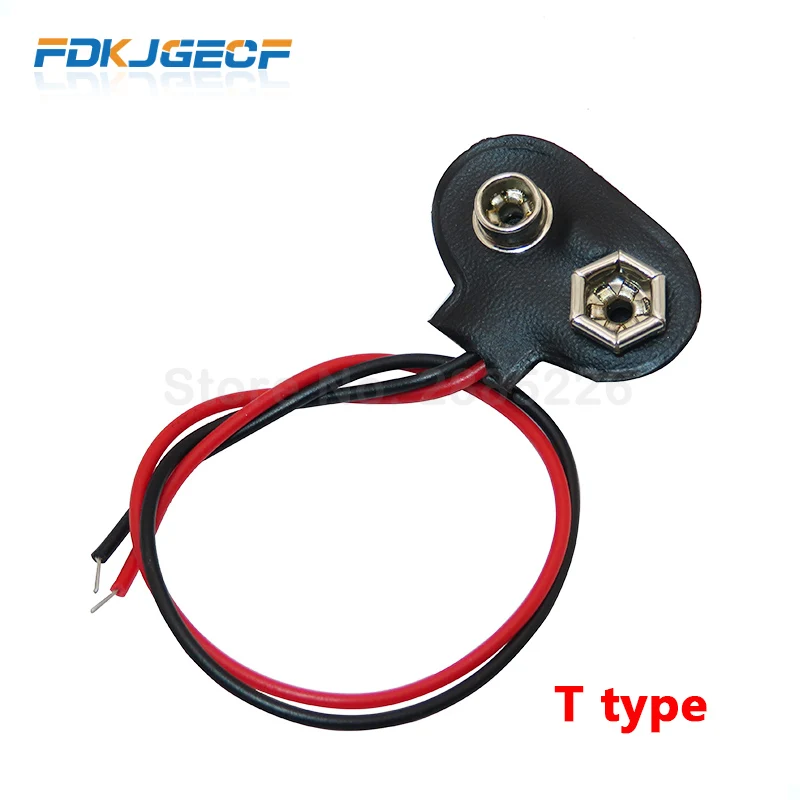 5PCS Experimental 9V Battery Snap Power Cable to DC 9V Clip Male Line Battery Adapter For Arduino Uno R3 DIY Connector T type