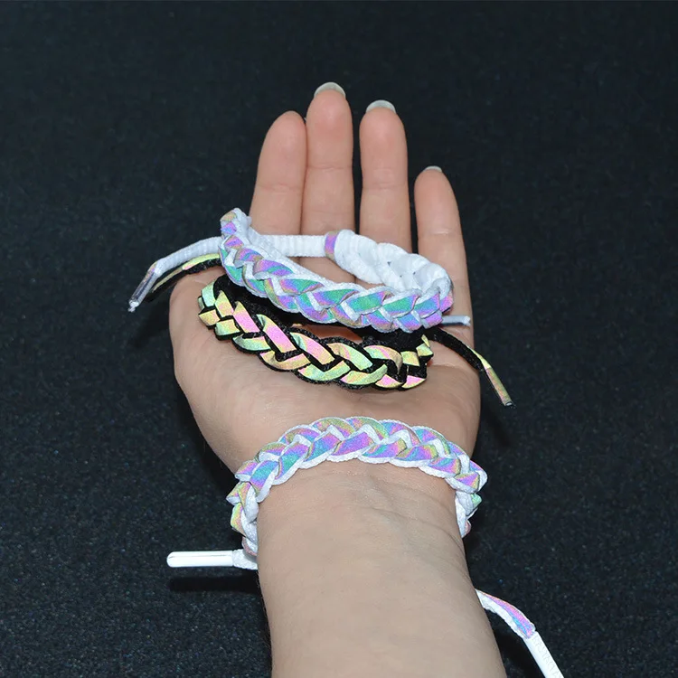 Светящийся цветной голографический светоотражающий браслет со звездным небом