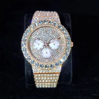 hip hop missfox rose gold mens watches top brand luxury wrist watch men iced out watch quartz waterproof wristwatch man jewellry