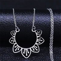 boho flower stainless steel chain necklaces silver color statement necklaces for menwomen jewelry bijoux n4348s04