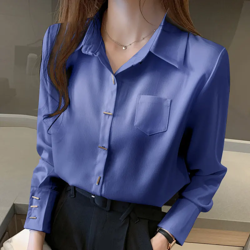 Женская длинная рубашка однотонная блузка белая женская модная осенне-зимняя