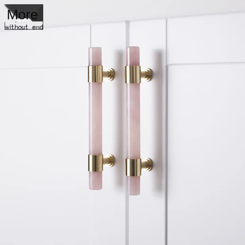 Ручка LZSM из хрусталя/мрамора с латунной ручкой и в скандинавском стиле дверная