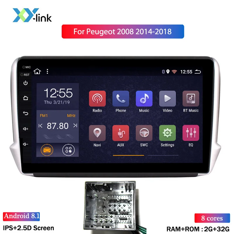 308cable 8core Ips 2.5D 10,1 дюймов Android 8,1 Автомобильный gps Мультимедиа для peugeot 2008 208 серии- навигационный плеер - Цвет: 308cable 8core