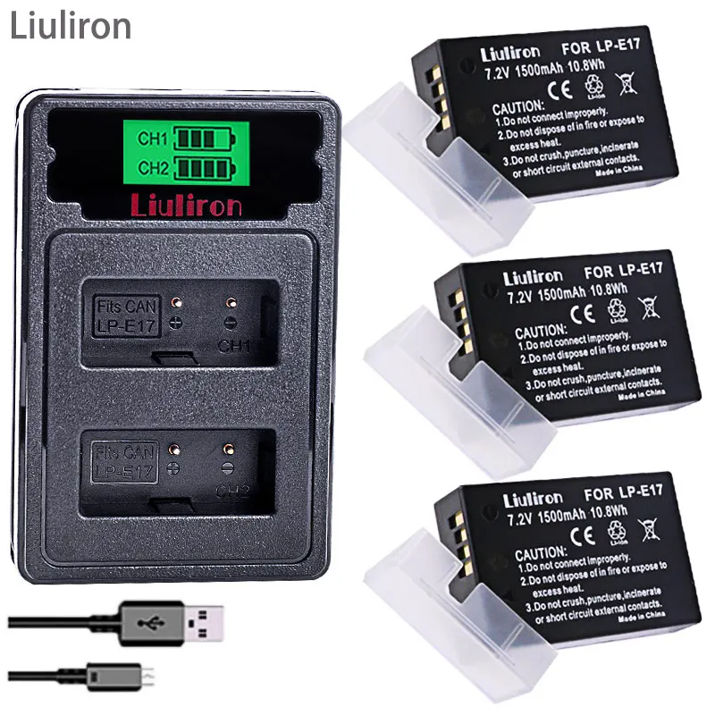 LPE17 LP E17 LP-E17 Батарея+ ЖК-дисплей USB Dual Зарядное устройство для цифровой однообъективной зеркальной камеры Canon EOS 200D M3 M6 750D 760D T6i T6s 800D 8000D поцелуй X8i камеры