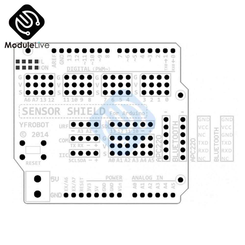 

V5 Sensor Shield Expansion Board Shield For Arduino UNO R3 V5.0 Electronic Module Sensor Shield V5 Electronic Tools