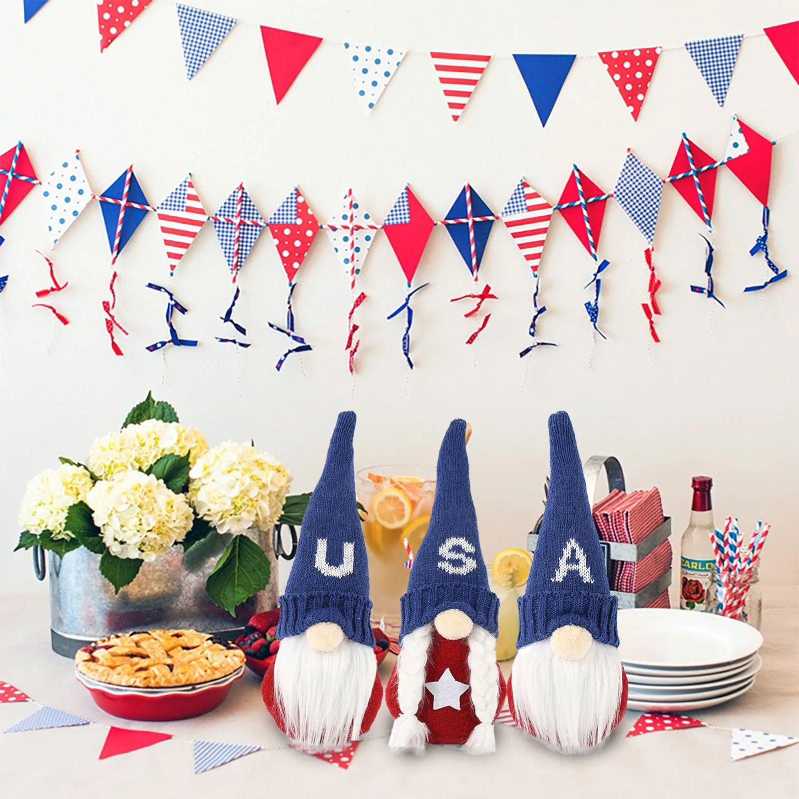 

1PC Independence Day Gift Decorations Patriotic Gnome Elf Plush Election Decoration Living Room Desktop Home Decoration Mother