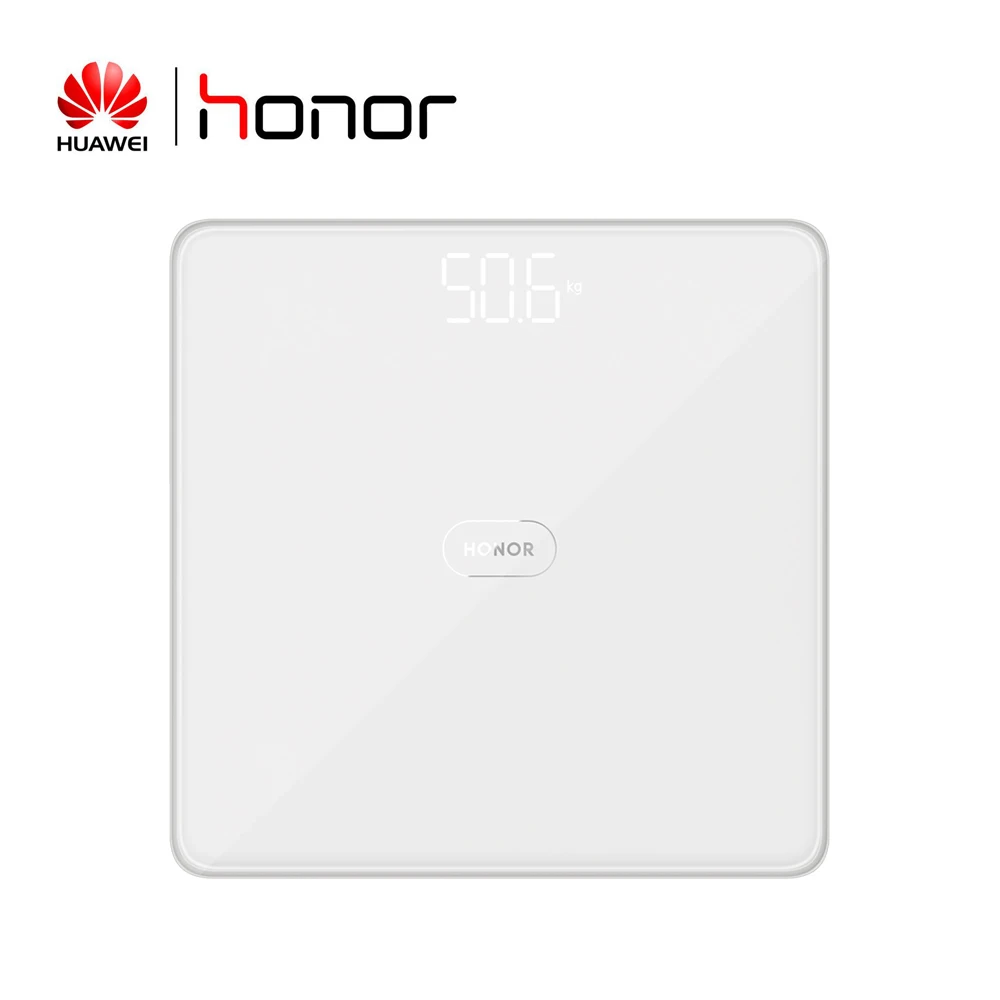 Белый Huawei honor напольные весы honor портативные цифровые весы для тела светодиодный дисплей для ванной комнаты весы для дома - Цвет: Белый