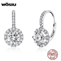wostu luxury hoop silver earrings 925 sterling silver cubic zircon fashion modern womens earrings jewelry wedding gift cqe508