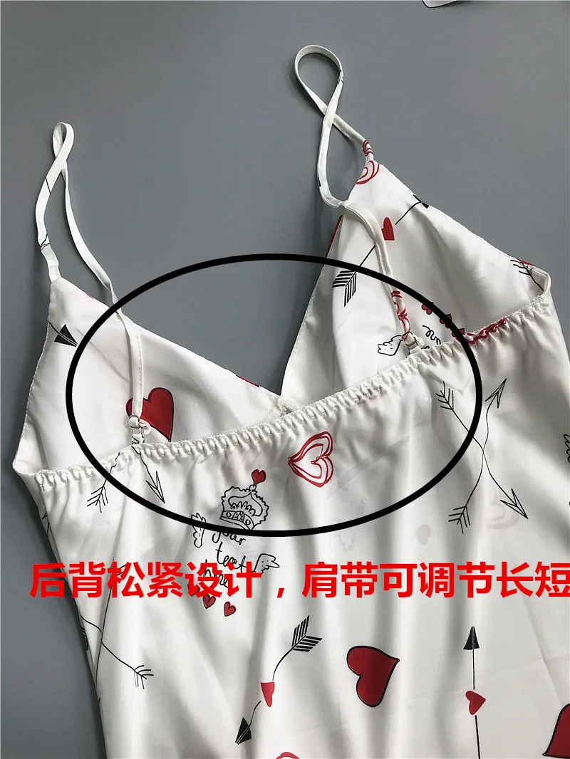 Корейское милое Ночное Платье с принтом сердца пижамы рисунком женская летняя