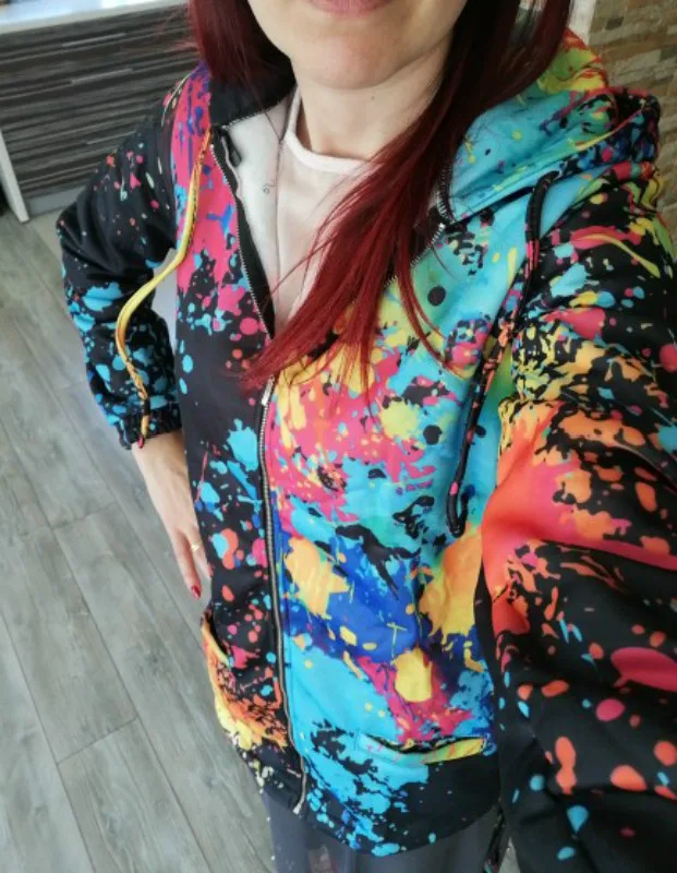 Женская куртка-бомбер с принтом пальто Повседневная ветровка тонкое весна-осень