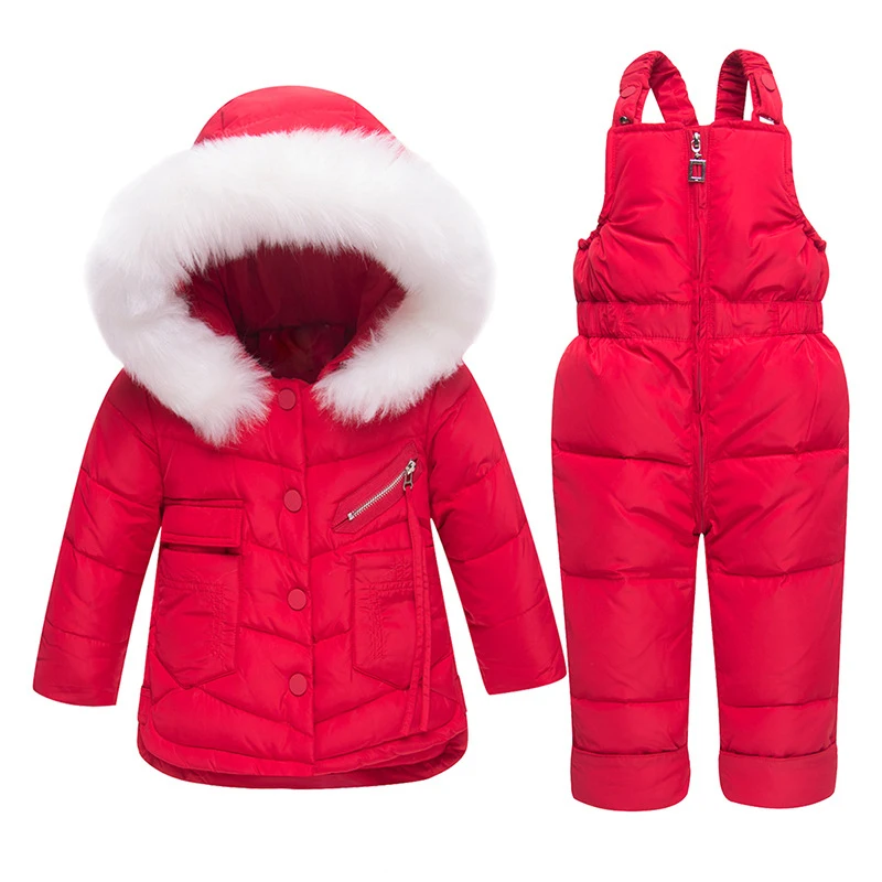 Medium Long Down Jacket Set Children Warm Down Coat Boys Girls Thick Winter Clothing Kids Snowsuit Toddler New Year Clothing