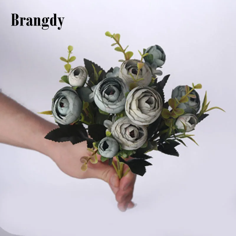 Шелковые Чайные розы 5 голов/1 комплект букет невесты на Рождество свадьбу новый