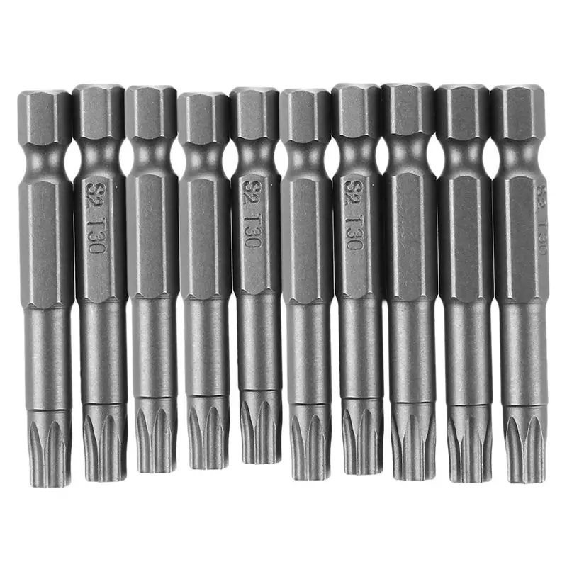 

6mm T30 Head 50mm Long netic Torx Screwdriver Insert Bits Tool 10 Pcs