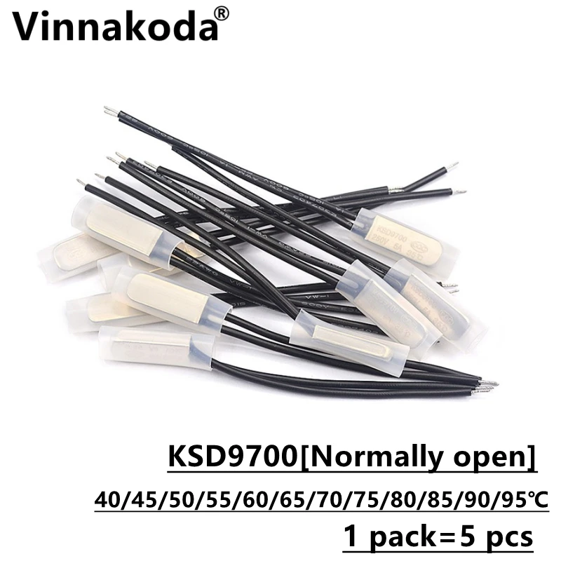 5PCS normally open KSD9700 temperature control sensor 5A 250V 40/45/50/55/60/65/70/75/80/85/90/95℃ | Sensors