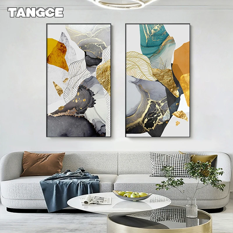 

Abstract Golden Foil Lines Canvas Painting Modern Pictures Nordic Art Wall Posters and Prints for Living Room Bedroom Decoration