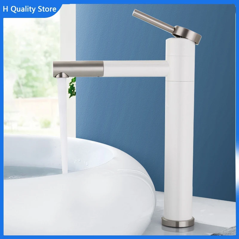 

H Quality Bathroom Basin Faucet Simple Basin Faucet Cold Hot Mixer Crane 304 Stainless Steel Basin Taps Rotatble Deck Mount Taps