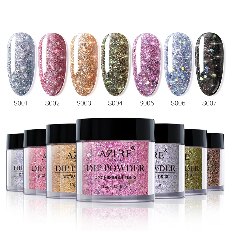 Azure beauty 7 шт./лот блестящий набор пудры для ногтей блеск голографический блестящая