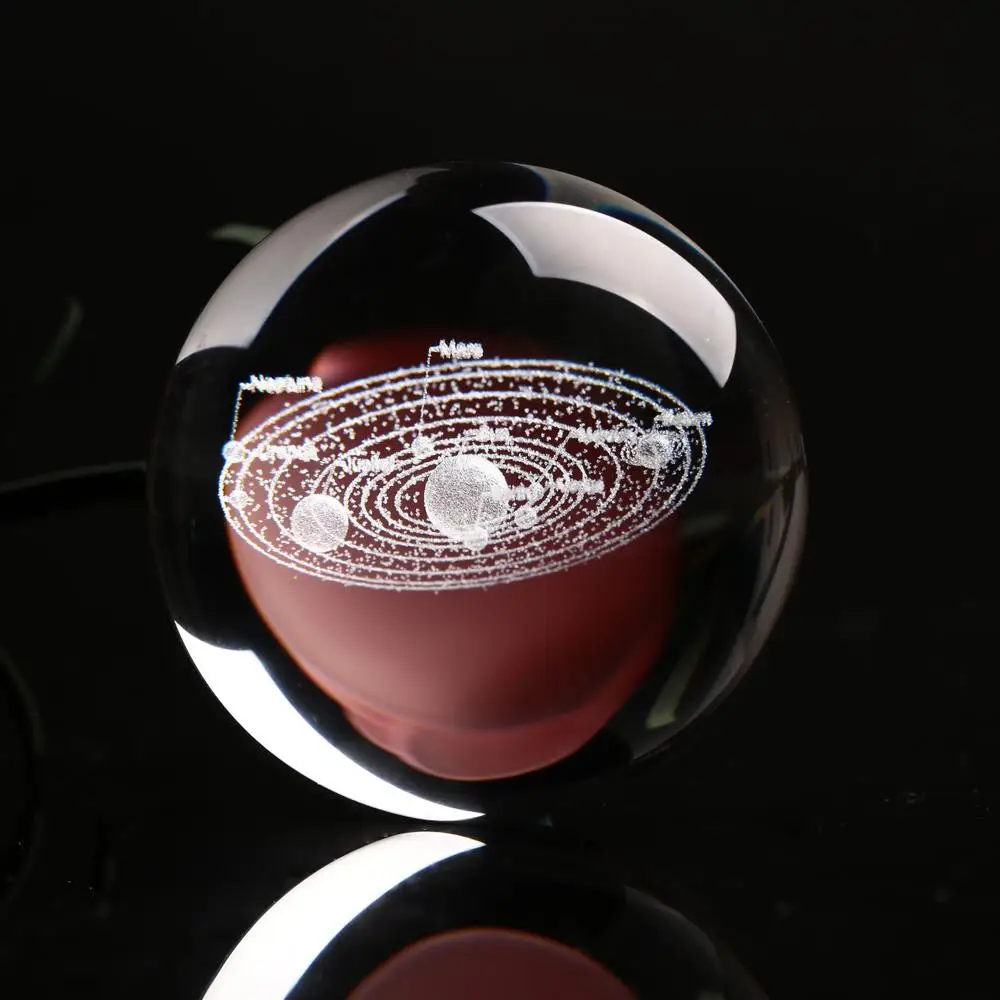 

Laser Engraved 3D Quartz Ball Crystal Ball Creative Gift Home Decor for Astrophile Fashion Sphere Planets Model Miniature Craft